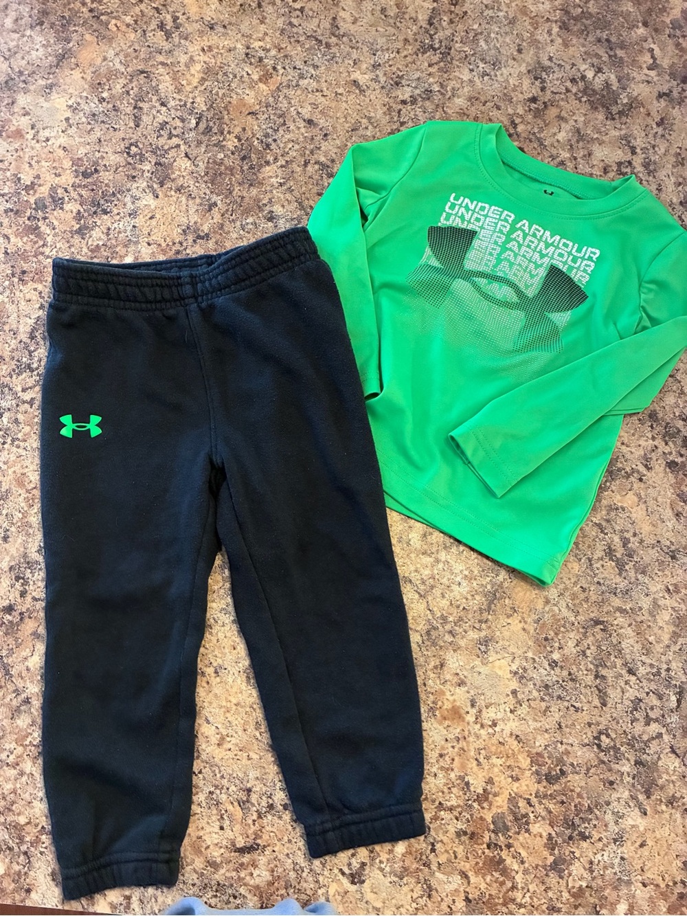 Under Armour Kids Black Jogger Sweatpants with Green Logo